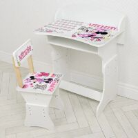 Дитяча парта зі стільчиком HB-301-85(UA) регульована по висоті біла / малюнок Мінні Маус**