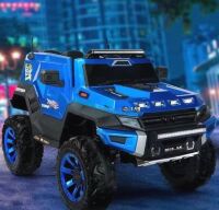 Дитячий електромобіль машина Джип M 5816EBLRS-4 шкіряне сидіння, 4 мотори, MP3, USB, музика, світло, синій автофарбування