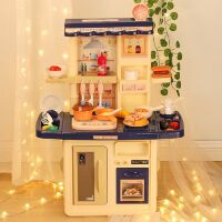 Дитяча велика ігрова кухня 84 см 688-5 інтерактивна (плита, вода, пара, світло, звук) синя