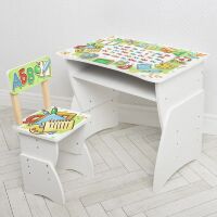 Дитяча парта регульована шкільна зі стільцем 905-135(UA) Школа біла**