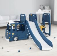 Дитяча пластикова гірка Гойдалка BAMBI WM19090-4 з Будиночком і баскетбольним кільцем/колір синій**