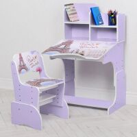 Дитяча регульована парта зі стільчиком растишка Bambi BL 2071-22 Париж бузковий**