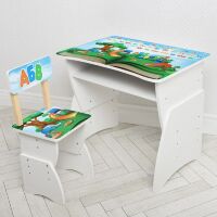 Дитяча парта регульована шкільна зі стільцем 905-136(UA) Дитячий майданчик біла**