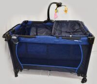 Дитячий манеж-ліжко з пеленатором SIGMA F-W-2 прямокутний з ігровою каруселлю / синій Дитячий манеж-ліжко з пеленатором SIGMA F-W-2 прямокутний з ігровою каруселлю / синій