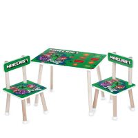 Дитячий дерев'яний столик з двома стільцями M 501-7 "Майнкрафт Minecraft"