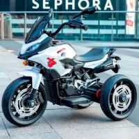 Дитячий електромотоцикл Трицикл BMW M 5037EL-1 MP3, USB, світяться фари, шкіряне сидіння / білий