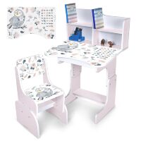 Дитяча регульована парта зі стільцем розтишка N 2071-10-7 "Пташка" українська абетка, сакура