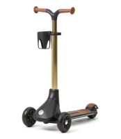 Дитячий триколісний складаний самокат Maraton M7-9 з кошиком, дека і колеса, що світиться, шоколад