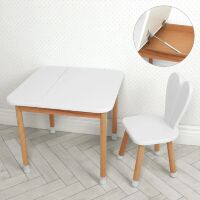 Дитячий столик з вбудованим ящиком і стільчиком Bambi 04-025W-BOX дерев'яний (МДФ) / колір білий**