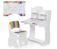 Дитяча регульована парта зі стільчиком растишка Bambi B 2071-77-6 (UA) / колір Олівці біла**
