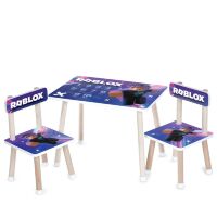 Дитячий дерев'яний столик з двома стільцями M 501-9 "Roblox Роблокс"