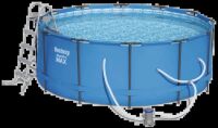 Каркасний круглий басейн З ДРАБИНОЮ і фільтр-насосом Bestway 5614S розмір 366 х 122см / обсяг 10250л Каркасний круглий басейн З ДРАБИНОЮ і фільтр-насосом Bestway 5614S розмір 366 х 122см / обсяг 10250л