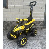 Дитяча каталка-толокар з батьківською ручкою M 5782EL-6 м'яке сидіння, музика, світло, bluetooth, жовтий