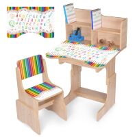 Дитяча регульована парта зі стільцем розтишка N 2071-11-3 "Олівці" українська абетка, дуб сонома
