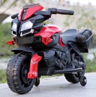 Дитячий електро-мотоцикл M 3832EL-2-3 Електромобіль, шкіряне сидіння, червоно-чорний