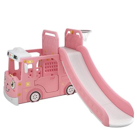 Дитяча пластикова гірка Гойдалка BAMBI WM19090-8 з Будиночком і баскетбольним кільцем / колір рожевий**
