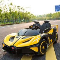 Дитячий двомісний електромобіль Машина M 5053EBLR-6 Спорткар Bugatti, шкіряне сидіння, 4 мотори, жовтий
