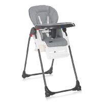 Стільчик для годування дитячий Lorelli (Bertoni) Dulce Silver Blue Leather. Стілець з шкіряним сидінням. Сірий