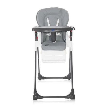 Стільчик для годування дитячий Lorelli (Bertoni) Dulce Silver Blue Leather. Стілець з шкіряним сидінням. Сірий