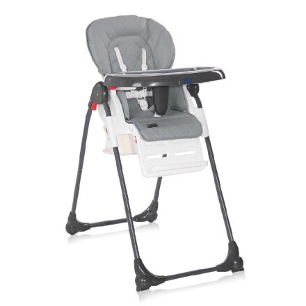 Стільчик для годування дитячий Lorelli (Bertoni) Dulce Silver Blue Leather. Стілець з шкіряним сидінням. Сірий