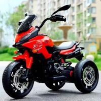 Дитячий електромотоцикл Трицикл BMW M 5037EL-3 MP3, USB, світяться фари, шкіряне сидіння / червоний