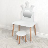 Дитячий туалетний столик, трюмо для дівчинки зі стільцем 03-01W дерев'яне з дзеркалом / колір білий**