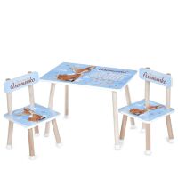 Дитячий дерев'яний столик з двома стільцями M 501-13 "Оленя та таблиця множення"