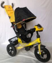 Велосипед коляска триколісна Best Trike 3390/58-399 на надувних колесах / є ФАРА з USB / жовтий