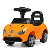 Дитяча каталка-толокар M 4089L-7, шкіряне сидіння, помаранчева