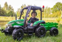 Дитячий одномісний електромобіль Трактор з причепом 4WD BAMBI M 4844EBLR на EVA колесах / Зелений