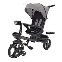 Триколісний велосипед-коляска TURBOTRIKE MT 1002-8 поворотне сидіння, сумка, складане кермо, світло-сірий