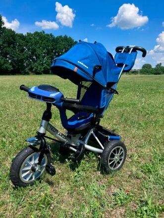 Дитячий велосипед коляска триколісна TILLY CAMARO T-362/2 з ігровою панеллю / колір синій