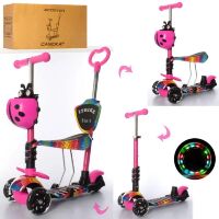 Самокат дитячий триколісний 5в1 (беговел) iTrike JR3-058-I-WP7 MAXI з кошиком і сидінням / рожевий**