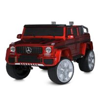 Дитячий двомісний джип M 5818EBLRS-3 Мерседес шкіряне сидіння, 4 мотори, автофарбування червоний