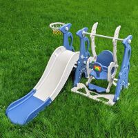 Дитяча пластикова гірка Гойдалка BAMBI WM19083A-4 з баскетбольним кільцем / синя**