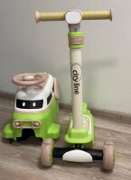 Самокат толокар 2в1 беговел Maraton 809 самокат з сидінням та батьківською ручкою, салатовий