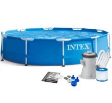 Каркасний круглий басейн Intex 28202 Metal Frame Pools діаметр 305 см/об'єм 4500 л з катріджним фільтр-насос