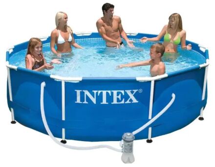 Каркасний круглий басейн Intex 28202 Metal Frame Pools діаметр 305 см/об'єм 4500 л з катріджним фільтр-насос