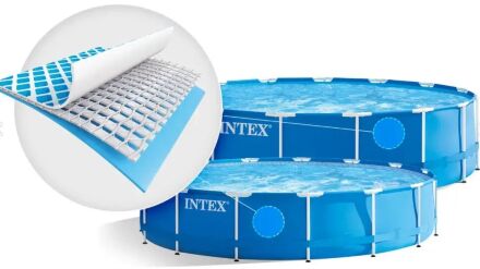 Каркасний круглий басейн Intex 28202 Metal Frame Pools діаметр 305 см/об'єм 4500 л з катріджним фільтр-насос