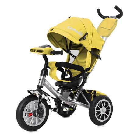 Дитячий велосипед коляска триколісна TILLY CAMARO T-362/2 з ігровою панеллю / колір жовтий