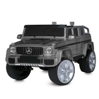 Дитячий двомісний джип M 5818EBLRS-11 Мерседес шкіряне сидіння, 4 мотори, автофарбування сірий