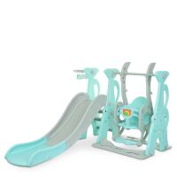 Дитяча пластикова гірка Гойдалка BAMBI WM19083A-5 з баскетбольним кільцем / бірюзова**