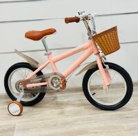 Дитячий алюмінієвий двоколісний велосипед 12 дюймів Maraton M01 з кошиком рожевий для дівчинки