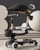 Триколісний самокат-трансформер 4в1 з ручкою для батьків та козирком від сонця Maraton 8028 Black