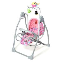 Дитяча КОЛИСКА-гойдалка TILLY RB-782 PINK з музичним мобілем / КРІСЛО-качалка РОЖЕВА для дівчинки