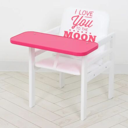 Дитячий дерев'яний Стільчик-трансформер для годування Color малиновий. Столик та стільчик для дівчинки