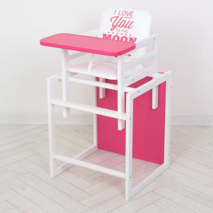 Дитячий дерев'яний Стільчик-трансформер для годування Color малиновий. Столик та стільчик для дівчинки