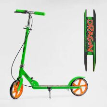 Складаний двоколісний самокат Best Scooter D-58971 з ручним гальмом і підніжкою / зелений