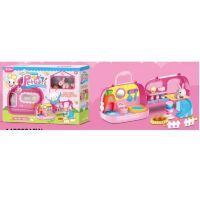 Ігровий набір QL070 Будиночок-валіза з меблями і Зайчиком рожевий