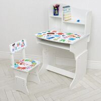 Дитяча парта регульована шкільна зі стільцем 904-105(EN) біла Одягу**